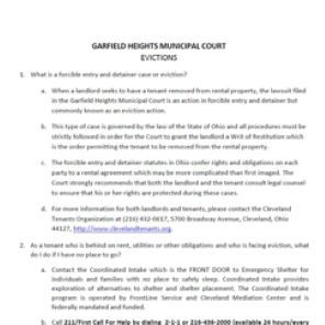 Info Sheet: Evictions
